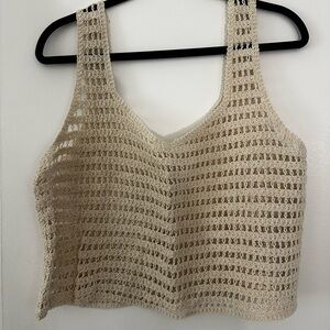 Skies Are Blue Crochet Knit Tank Top in Cream